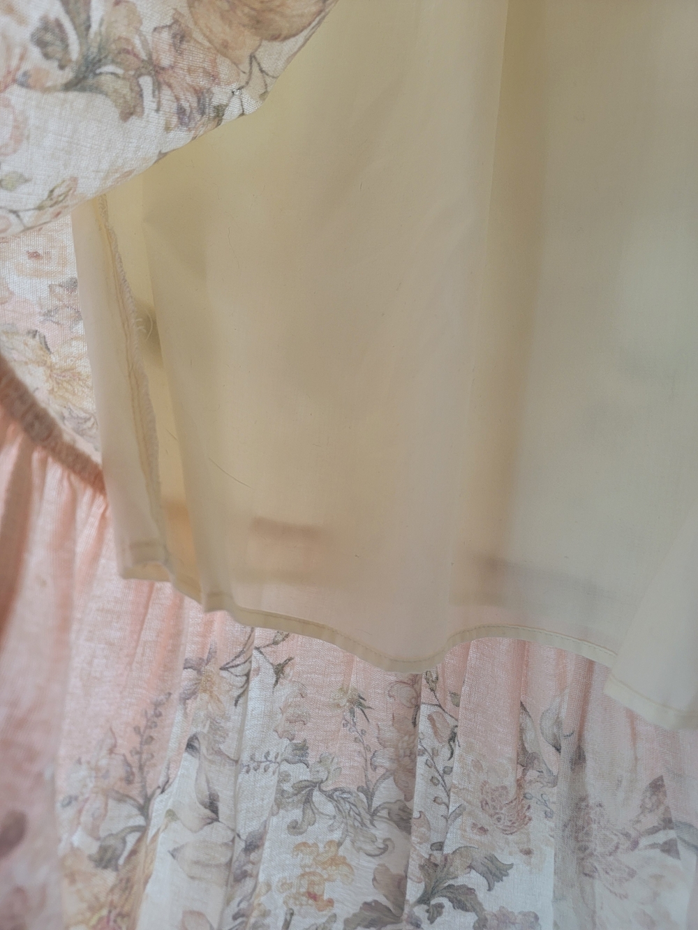 House of Harlow 1960 Floral Linen Blend Tiered Midi Skirt Cream Blush Size S - Picture 11 of 13